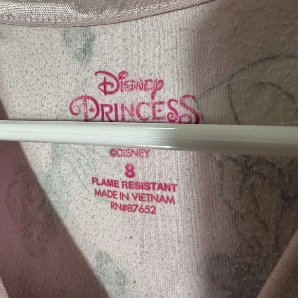 Disney Princess Flannel Granny Nightgown Pajamas Ariel Belle Tiana‎ Pink Girls 8 - Picture 3 of 5